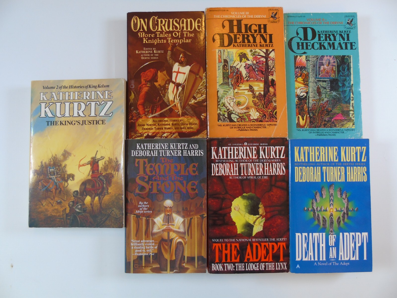 Katherine Kurtz 7 Deryni Novels On Crusade Death of An Adept Vintage PB Del Rey