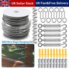 30M Wire Rope Kit Stainless Steel Cable Fence Wire Roll Kit Turnbuckle Tensioner