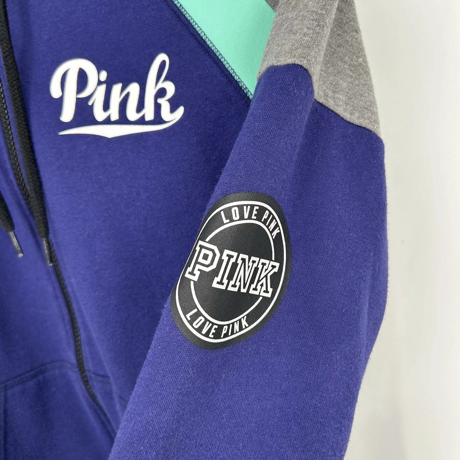 UNDERCOVER Felpa con cappuccio Victorias Secret donna extra small blu cerniera intera colorblock