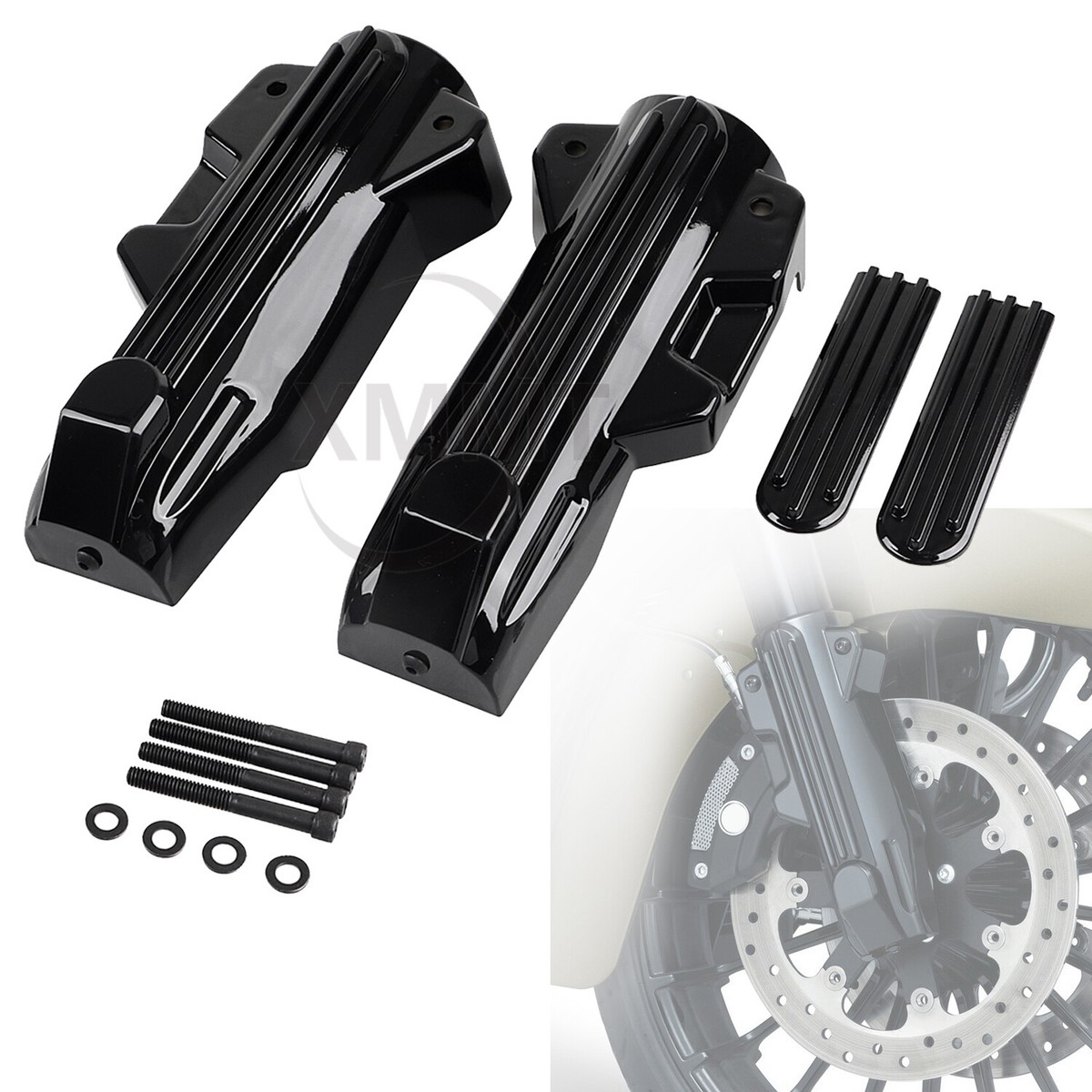 Goldfire Black Style Upper Fork Slider Covers Billet Fork