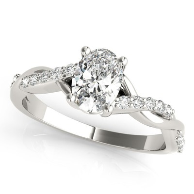 14K White Gold Oval Cut Moissanite Eternity Ring for Women Size 5.25