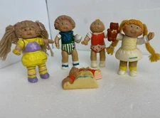 Vintage Cabbage Patch Kids 3.5" PVC Figures (4) 2w/Yarn Hair 1984 CPK