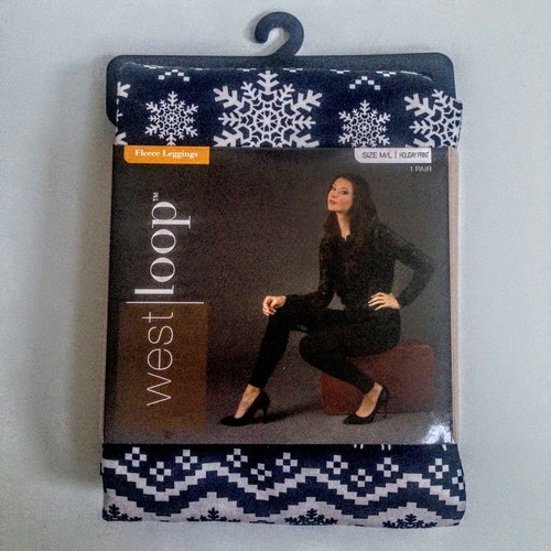 Leggings de lana West Loop para mujer de vacaciones copos de nieve invierno azul marino Fair Isle - Imagen 31 de 36