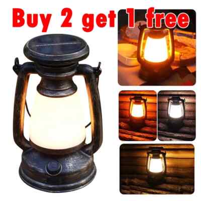 LED Solar Rechargeable Flashlight Power Camping Tent Light Torch Lantern Lamp US