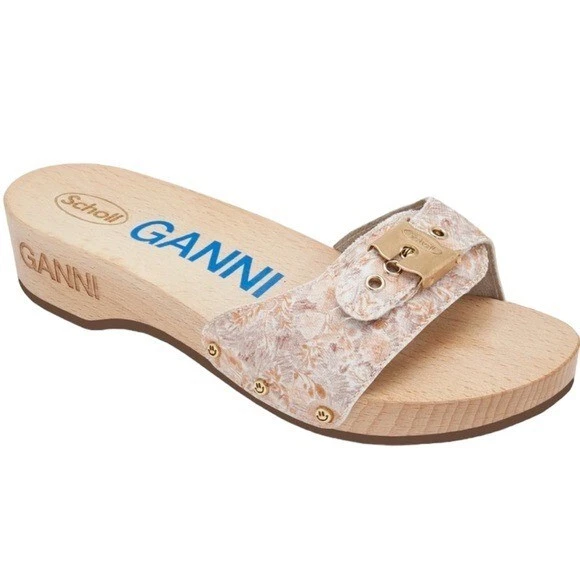NEW 250 GANNI x Dr.Scholl s Beige Scholl Pescura Heel Buckle