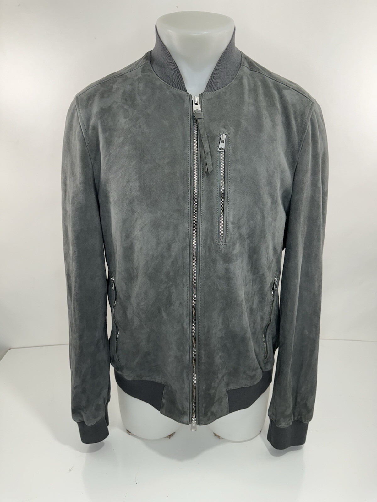 ALL SAINTS - SUEDE LEATHER Kemble Bomber Mens L / XL Jacket - EXCELLENT