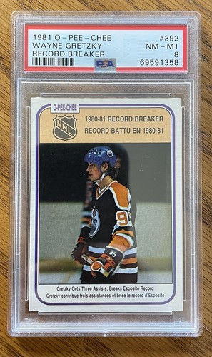 Wayne Gretzky [Record Breaker] #392 1981 O-Pee-Chee card