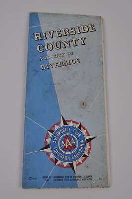 Vintage Map Riverside County and City of Riverside 1960 s Paper Map