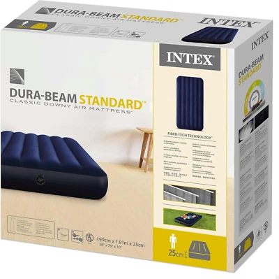 INTEX Materasso Gonfiabile Classic Downy Singolo 99x191x25Cm Con Tecnologia FiberTech