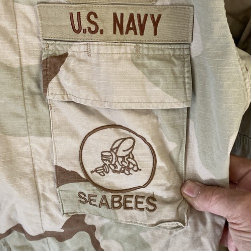 US Navy Seabees Desert Combat DCU Long Sleeve Shirt Sz Medium Short Never Used - Picture 4 of 8