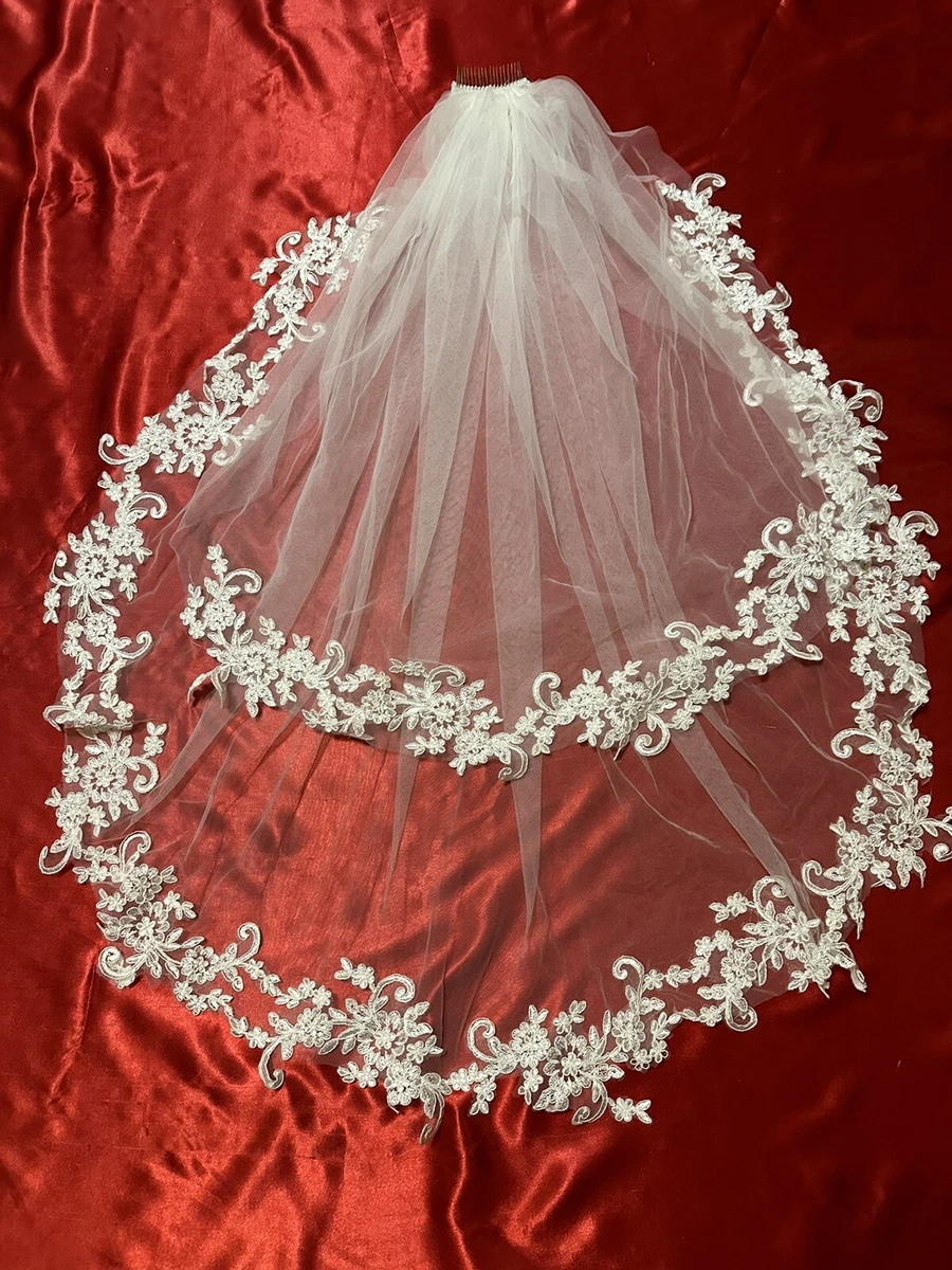 Tulle With Appliqué Flower Wedding Veil 38 Inch | eBay