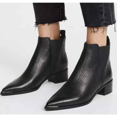 ACNE STUDIO BLACK LEATHER POINTED TOE JENSEN CHELSEA ANKLE BOOTS ITALY 36 6 M LN