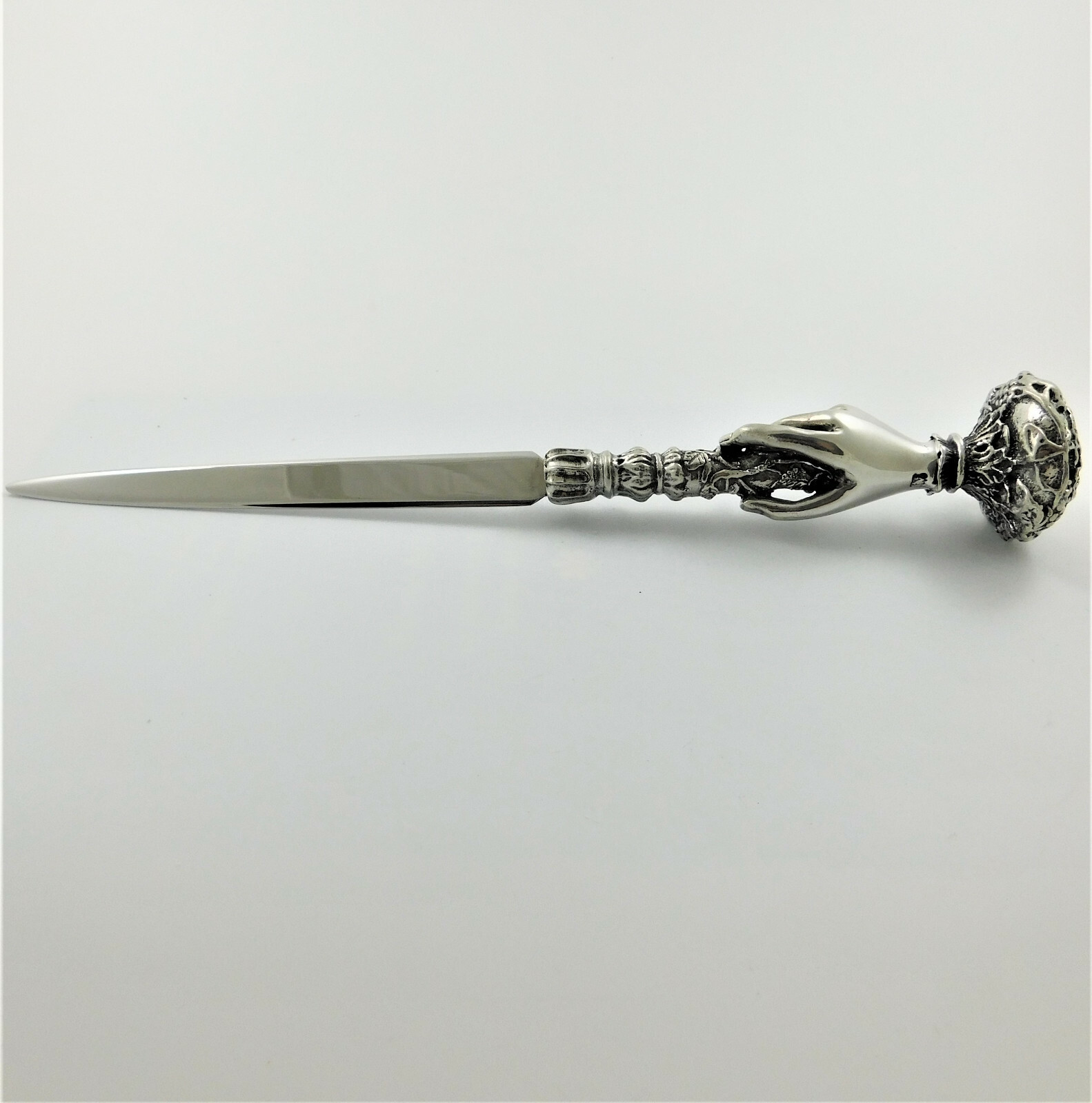 Pewter Desk Paper Knife Letter Opener Gothic Hand Design Made in