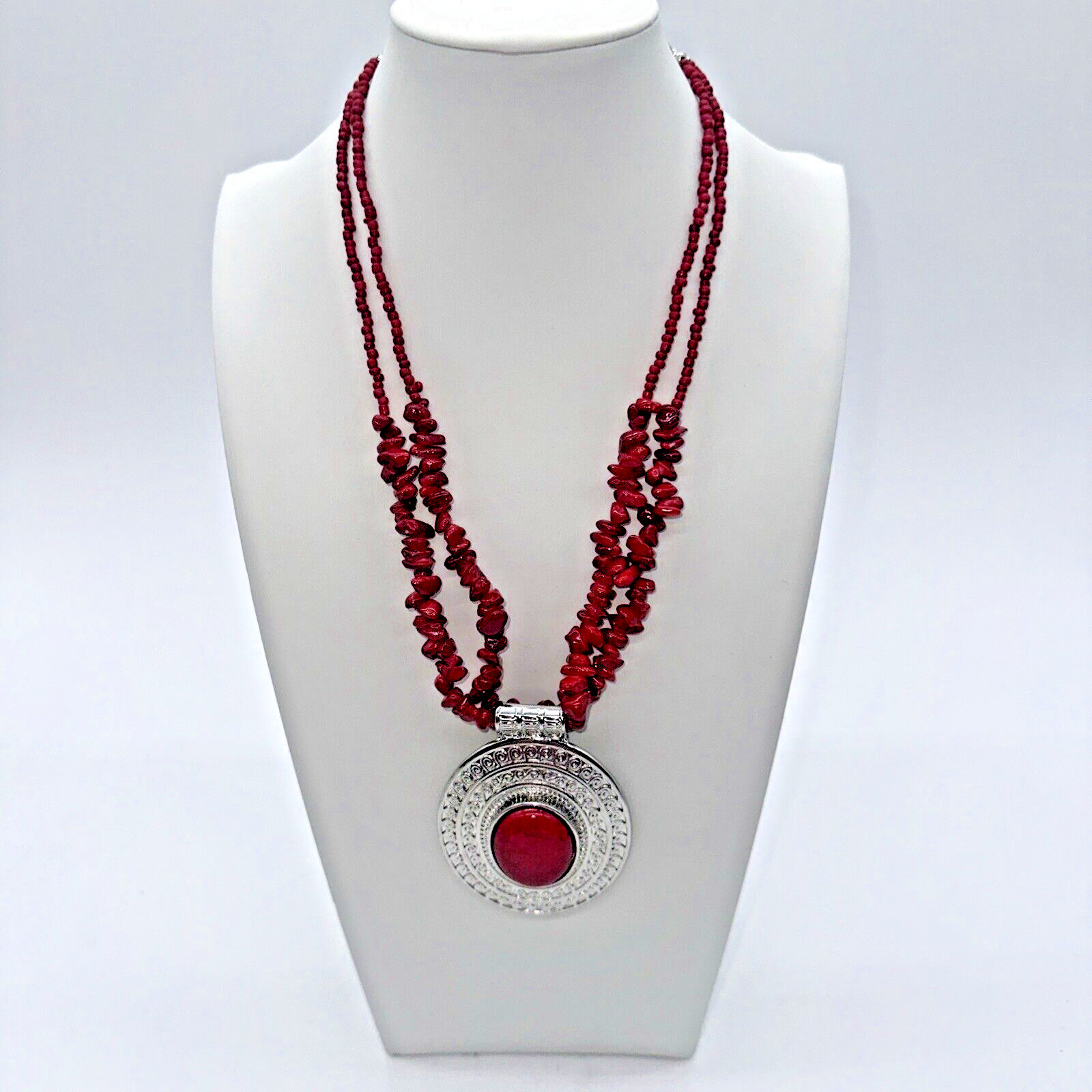 Dramatic 19" Double Strand Red Beaded Statement N… - image 5