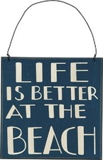 NEW Primitive Wood LIFE IS BETTER AT THE BEACH PLAQUE/HANGING/ORNAMENT/Sign