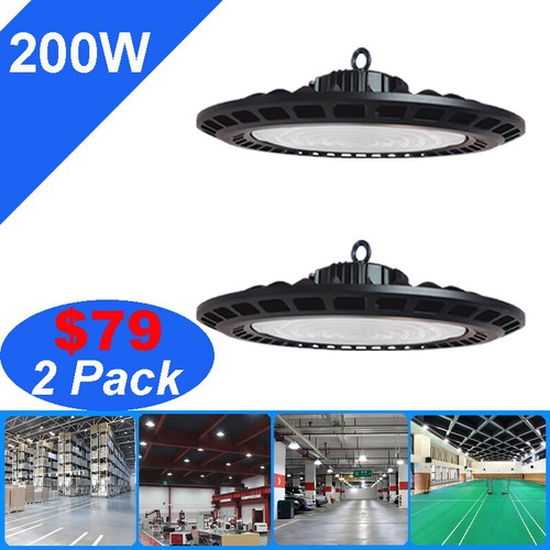 2/10PACK 200W UFO Led High Bay Light Factory Warehouse Commercial Light ...