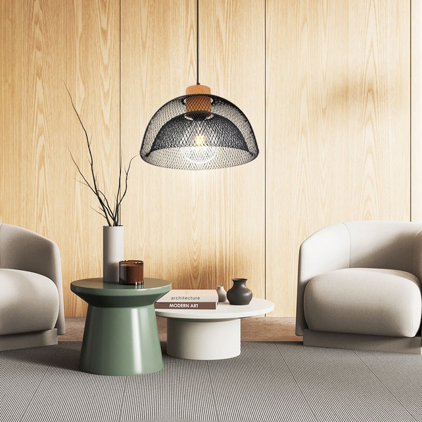 Design Pendel Lampe Ess Zimmer Decken Geflecht HäNge Leuchte Schwarz Gitter Kork-image
