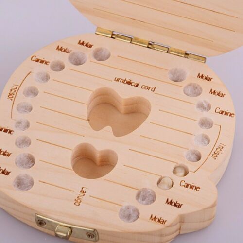 Container Collection Baby Tooth Organizer Wooden Teeth Save Case Storage Box - Picture 1 of 20