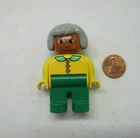 Lego Duplo African American Grandma Grandmother 2.5" Figure Grey Hair Vintage
