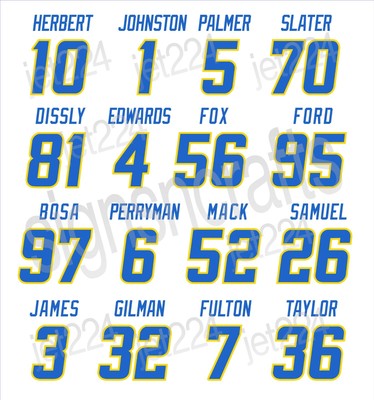 Los Angeles Chargers STICKER DECAL 2024 Herbert Bosa Perryman Mack James Samuel+
