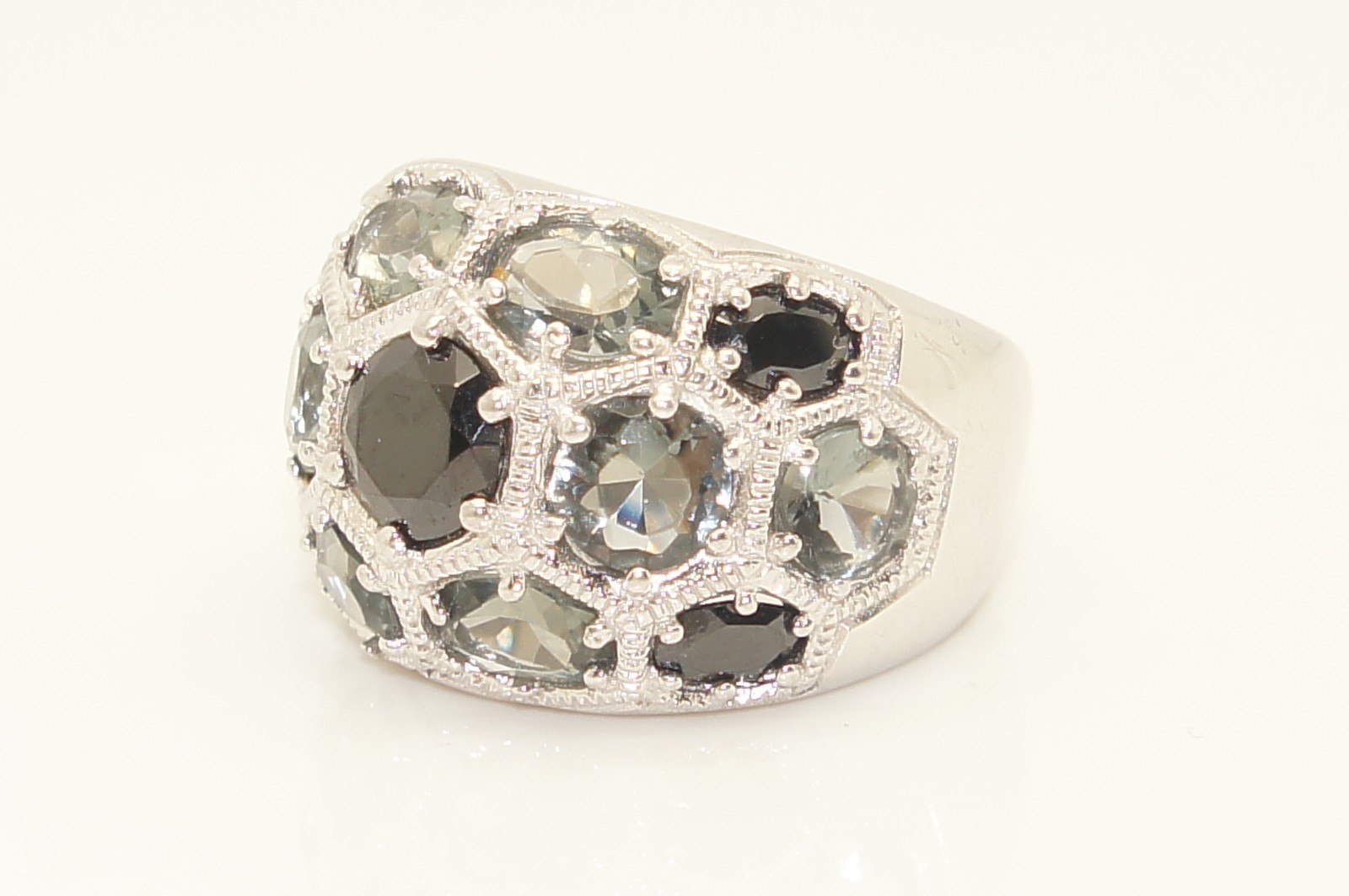 Solid Hallmarked Sterling 925 Silver Blue Multi S… - image 2