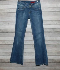 Vigoss Womens/Jrs Size 1/2(26 Tag Size) Wide Leg Denim Blue Distressed Jeans