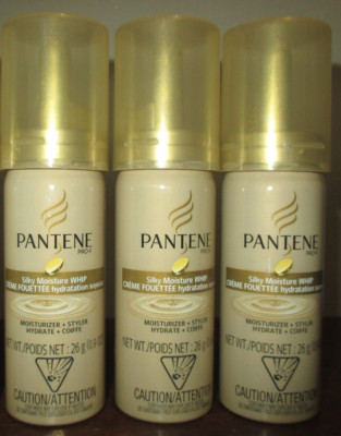 Lot of 3 Pantene Silky Moisture Whip Moisturizer + Styler Travel Size 0.9 oz