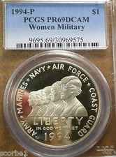 1994 P PR69DCAM WOMEN IN THE MILITARY  $1 SILVER COMMEMORATIVE - PCGS