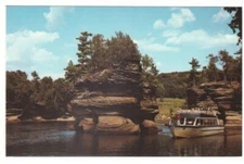 Sugar Bowl And Grotto Rock, Lower Dells, Wisconsin River, WI, Vintage Postcard
