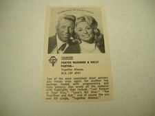 PORTER WAGONER & DOLLY PARTON original 1972 music biz promo lp review TOGETHER..