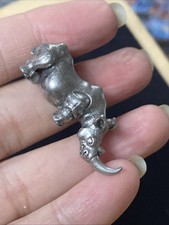 Vintage Pewter Miniature Armored Wooly Rhino Dinosaur Diorama Figurine