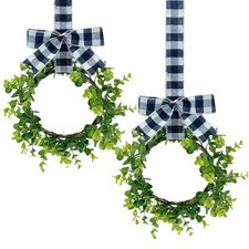 Artificial Wreath with Eucalyptus Money Leaves and For jute Bow for Living Room