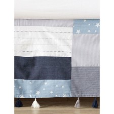 Pottery Barn Max Star Stripes Patchwork Blue Crib Skirt Nursery Bedding NEW
