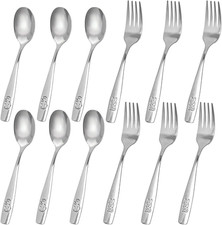 12PCS Toddler Utensils, Stainless Steel Kids Silverware, Safe Toddler Forks and