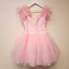 Fashion Nova Tulle Mini Dress Size S So In Love Pink Fun Party Feathers Flirty