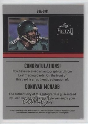2024 Leaf Metal - 1991 Leaf Autographs Donovan McNabb #91A-DM1