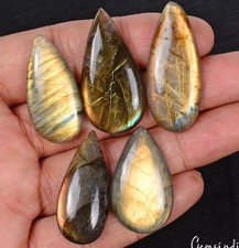 162.40 Ct Natural Untreated Yellow Shine Labradorite Pear Cab Loose Gemstone Lot