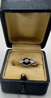 14 Karat Gold Umbau Ring mit Platin Top und Alt Minenschliff Diamant Raute