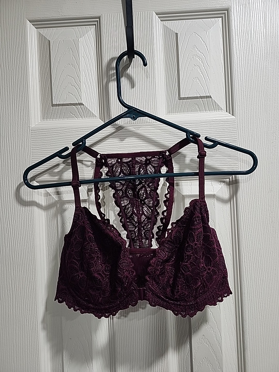 Victoria's Secret PINK Bra Women's 34D Plum Purple Lace Date Racerback Unlined