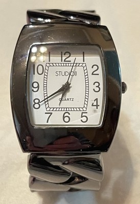 Quartz Studio Time Watch Women 31mm Case Hinge Bangle Band- New Battery STD1010T