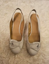 Ladies FootGlove Faux Leather, Wider Fit, Wedge, Sling Back Shoes. Size 5½