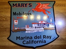 Mobil Gas Porcelain Marina del Ray Sign