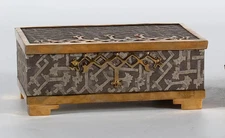 L'Objet Medium Rabat Grey and Gold  Box