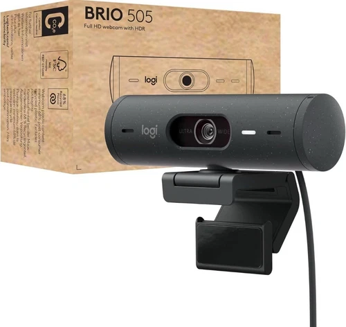 Logitech Brio 505 Full HD 1080P Webcam with auto Light Correction Auto-framing™