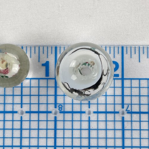 Vtg Chinese Reverse Painted Glass Beads Cat Floral Art Lot 9 pcs Collectible - Picture 6 of 6