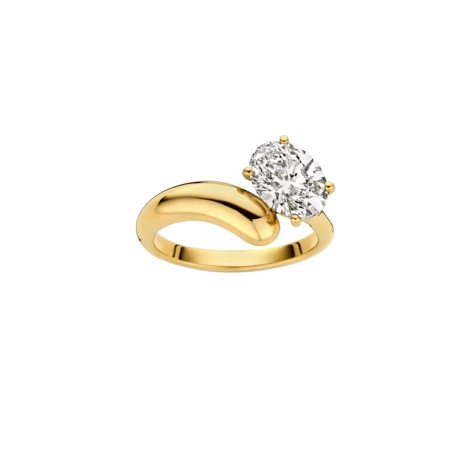 1.32ct F VS2 Oval Lab-Created Diamond 14KY Gold Contemporary Solitaire Ring