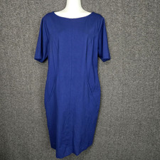Brooks Brothers Dress Womens 12 Dark Blue Sheath Career Stretch
