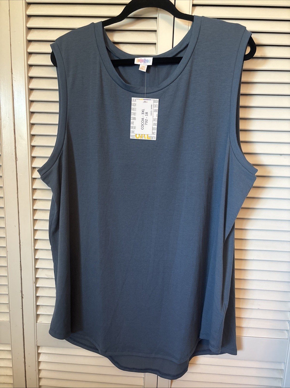 LuLaRoe Cocoa Women's Tank Top Tunic Shirt 3xl Slate Blue