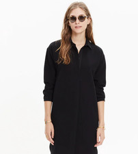 Madewell Black Moviehouse Shirtdress Shift Quarter Button with Pockets Size XXS