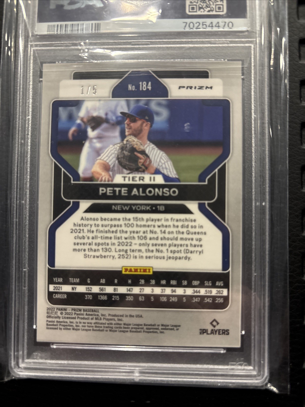2022 Prizm Pete Alonso White Donut Circles Prizm /5 PSA 9 view 2